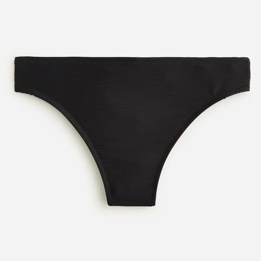 J.Crew Ribbed High Rise Cheeky Bikini Bottom Beach Swim Minimalist Black S NWT